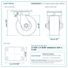 310NX06528S 6 x 3 in nylon swivel caster reference drawing, side, front and top plate views with dimensions