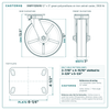 310PY12501S 12 x 3 in green polyurethane on iron swivel caster reference drawing, side, front and top plate views with dimensions
