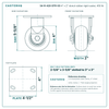 4" x 2" donut rubber rigid caster reference drawing, side, front and top plate views with dimensions