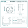 5" x 2" rubber on steel rigid caster reference drawing, side, front and top plate views with dimensions