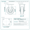 5" x 2" thermoplastic rubber rigid caster reference drawing, side, front and top plate views with dimensions