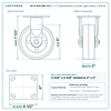 6" x 2" polyurethane on nylon rigid caster reference drawing, side, front and top plate views with dimensions