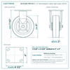 6" x 2" thermoplastic rubber rigid caster reference drawing, side, front and top plate views with dimensions