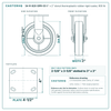 8" x 2" donut thermoplastic rubber rigid caster reference drawing, side, front and top plate views with dimensions