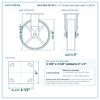 8" x 2" ductile steel rigid caster reference drawing, side, front and top plate views with dimensions
