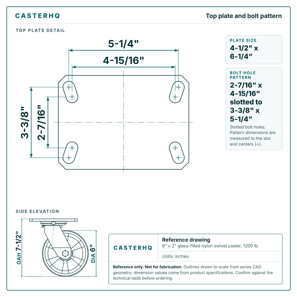 35-S-620-MA-04 top plate drawing, 4-1/2" x 6-1/4" plate with bolt hole pattern 2-7/16" x 4-15/16" slotted to 3-3/8" x 5-1/4"