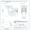 38PF06228SFBK 6 x 2 in yellow polyurethane swivel caster reference drawing, side, front and top plate views with dimensions