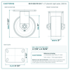 60-R-630-PH-04 6 x 3 in phenolic rigid caster reference drawing, side, front and top plate views with dimensions