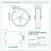 60-S-1230-EX-04 12 x 3 in red polyurethane on steel swivel caster reference drawing, side, front and top plate views with dimensions