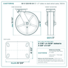 60-S-1230-RS-04 12 x 3 in rubber on steel swivel caster reference drawing, side, front and top plate views with dimensions