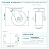 60-S-630-EX-04 6 x 3 in red polyurethane on steel swivel caster reference drawing, side, front and top plate views with dimensions