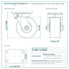 60-S-630-MX-04 6 x 3 in blue polyurethane on nylon swivel caster reference drawing, side, front and top plate views with dimensions