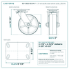 60-S-830-DS-04 8 x 3 in red ductile steel swivel caster reference drawing, side, front and top plate views with dimensions