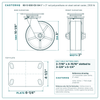 60-S-830-EX-04 8 x 3 in red polyurethane on steel swivel caster reference drawing, side, front and top plate views with dimensions