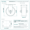 60CR630PUR25-04 6 x 3 in red polyurethane rigid caster reference drawing, side, front and top plate views with dimensions
