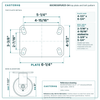 60CR630PUR25-04 top plate bolt pattern drawing, 4-1/2 x 6-1/4 in plate, slotted bolt holes