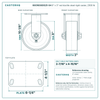 60CR830DS25-04 8 x 3 in red ductile steel rigid caster reference drawing, side, front and top plate views with dimensions