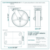 60CS1030PU25-04 10 x 3 in green polyurethane on steel swivel caster reference drawing, side, front and top plate views with dimensions