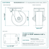 60CS630PUR25-04 6 x 3 in red polyurethane swivel caster reference drawing, side, front and top plate views with dimensions