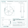 12" x 3" polyurethane on steel rigid caster reference drawing, side, front and top plate views with dimensions