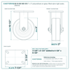 8" x 3" polyurethane on glass-filled nylon rigid caster reference drawing, side, front and top plate views with dimensions
