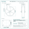 12" x 3" ductile steel swivel caster reference drawing, side, front and top plate views with dimensions