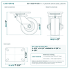 6" x 3" phenolic swivel caster reference drawing, side, front and top plate views with dimensions