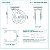 6 x 2 in nylon swivel caster reference drawing, side, front and top plate views with dimensions