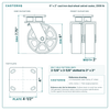 6 x 2 in cast iron dual wheel swivel caster reference drawing, side, front and top plate views with dimensions
