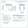 3-1/4 x 2 in cast iron swivel caster reference drawing, side, front and top plate views with dimensions