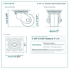 3-1/4 x 2 in phenolic swivel caster reference drawing, side, front and top plate views with dimensions
