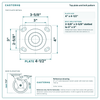 Top plate bolt pattern drawing, 4 x 4-1/2 in plate, slotted bolt holes