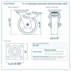6 x 2 in polyurethane swivel caster with total lock brake reference drawing, side, front and top plate views with dimensions