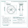 8 x 2 in nylon swivel caster with top lock brake reference drawing, side, front and top plate views with dimensions