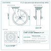 8 x 2 in nylon swivel caster with top lock brake reference drawing, side, front and top plate views with dimensions