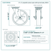 8 x 2 in polyolefin swivel caster with top lock brake reference drawing, side, front and top plate views with dimensions