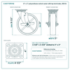 8 x 2 in polyurethane swivel caster with top lock brake reference drawing, side, front and top plate views with dimensions