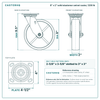 8 x 2 in solid elastomer swivel caster reference drawing, side, front and top plate views with dimensions