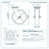 8 x 2 in nylon swivel caster reference drawing, side, front and top plate views with dimensions