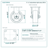 5 x 2 in polyurethane rigid caster reference drawing, side, front and top plate views with dimensions
