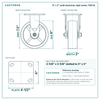6 x 2 in solid elastomer rigid caster reference drawing, side, front and top plate views with dimensions
