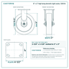 8 x 2 in high temp phenolic rigid caster reference drawing, side, front and top plate views with dimensions