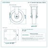 8 x 2 in phenolic rigid caster reference drawing, side, front and top plate views with dimensions