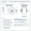 4 x 2 in high temp phenolic swivel caster with top lock brake reference drawing, side, front and top plate views with dimensions