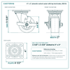 4 x 2 in phenolic swivel caster with top lock brake reference drawing, side, front and top plate views with dimensions