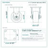 4 x 2 in phenolic rigid caster reference drawing, side, front and top plate views with dimensions