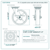 8 x 2 in polyolefin swivel caster with side lock brake reference drawing, side, front and top plate views with dimensions