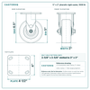 5 x 2 in phenolic rigid caster reference drawing, side, front and top plate views with dimensions
