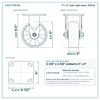 5 x 2 in nylon rigid caster reference drawing, side, front and top plate views with dimensions