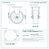 6 x 2 in nylon rigid caster reference drawing, side, front and top plate views with dimensions